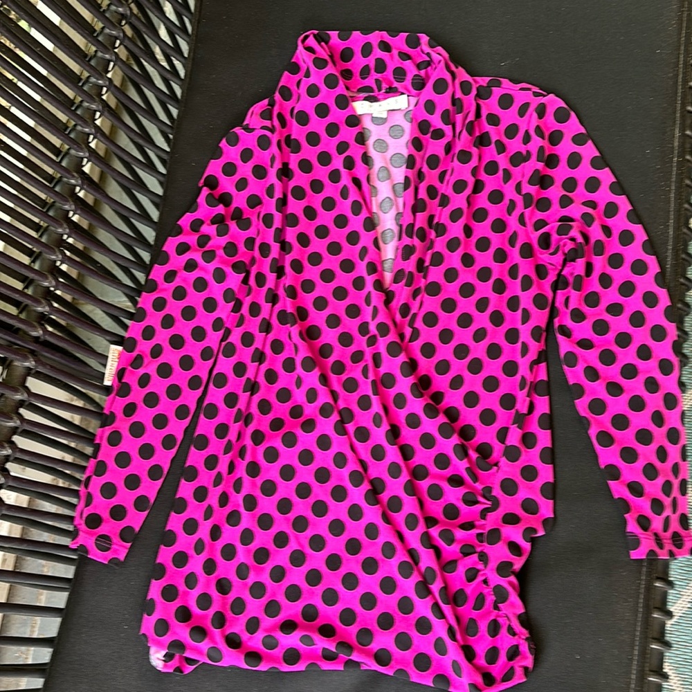 Polka dot cross front blouse